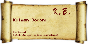 Kulman Bodony névjegykártya
